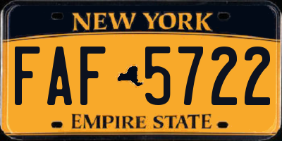 NY license plate FAF5722