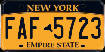 NY license plate FAF5723