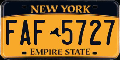 NY license plate FAF5727
