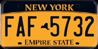 NY license plate FAF5732