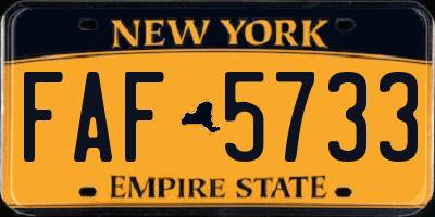 NY license plate FAF5733