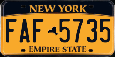 NY license plate FAF5735