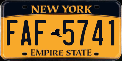 NY license plate FAF5741