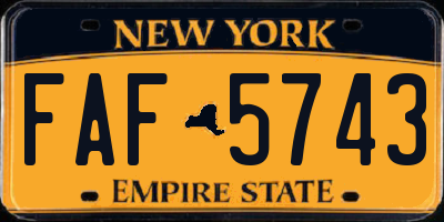NY license plate FAF5743