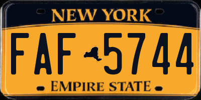 NY license plate FAF5744