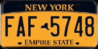 NY license plate FAF5748