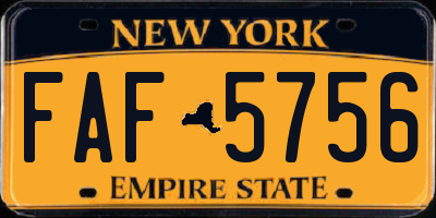 NY license plate FAF5756