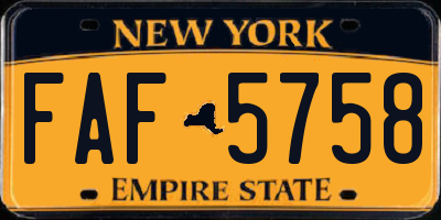 NY license plate FAF5758