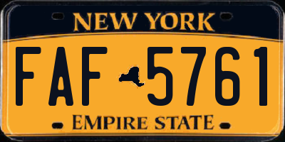 NY license plate FAF5761