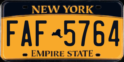 NY license plate FAF5764