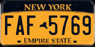 NY license plate FAF5769