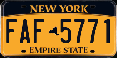 NY license plate FAF5771