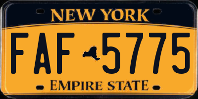 NY license plate FAF5775