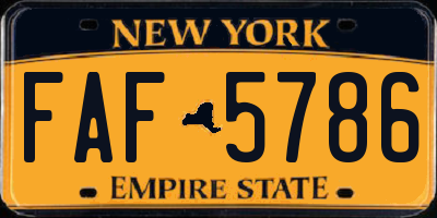 NY license plate FAF5786