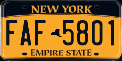 NY license plate FAF5801