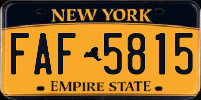 NY license plate FAF5815