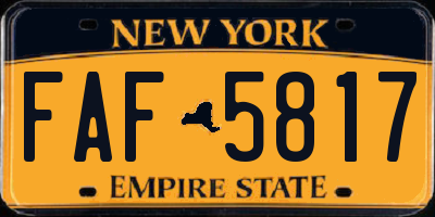 NY license plate FAF5817