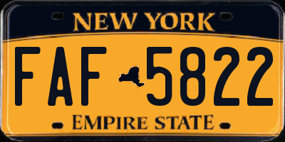 NY license plate FAF5822