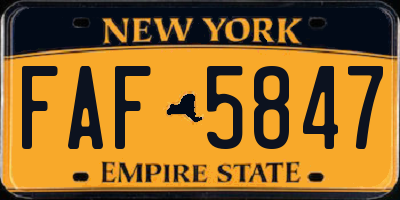 NY license plate FAF5847