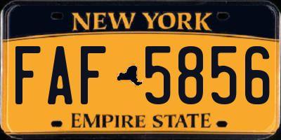 NY license plate FAF5856