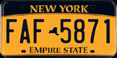 NY license plate FAF5871