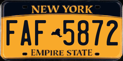 NY license plate FAF5872