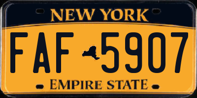 NY license plate FAF5907