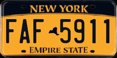 NY license plate FAF5911