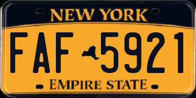 NY license plate FAF5921