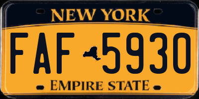 NY license plate FAF5930