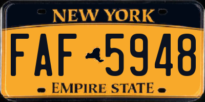NY license plate FAF5948