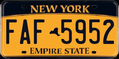 NY license plate FAF5952