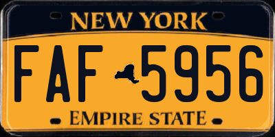 NY license plate FAF5956