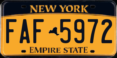 NY license plate FAF5972