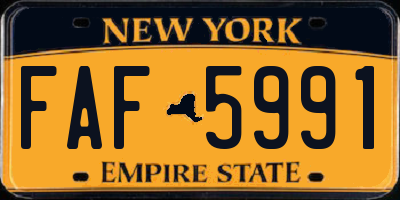 NY license plate FAF5991