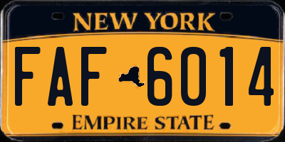 NY license plate FAF6014