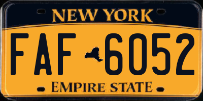 NY license plate FAF6052
