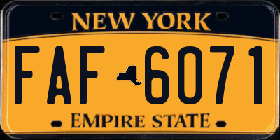 NY license plate FAF6071