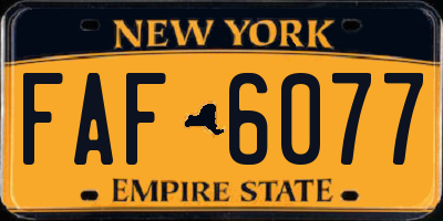 NY license plate FAF6077