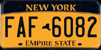 NY license plate FAF6082