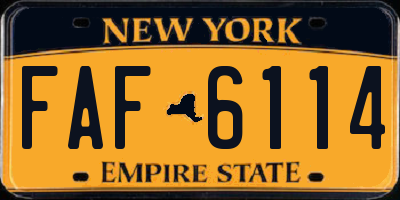 NY license plate FAF6114
