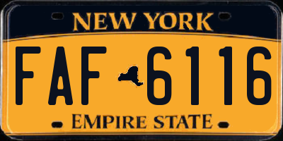 NY license plate FAF6116