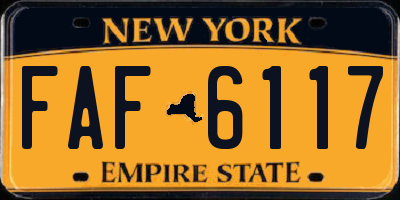 NY license plate FAF6117