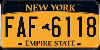NY license plate FAF6118