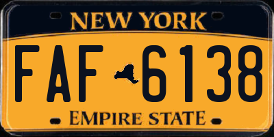 NY license plate FAF6138