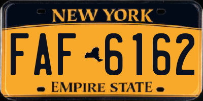 NY license plate FAF6162