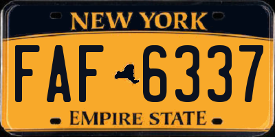 NY license plate FAF6337