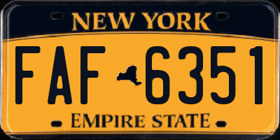NY license plate FAF6351