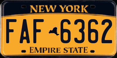 NY license plate FAF6362
