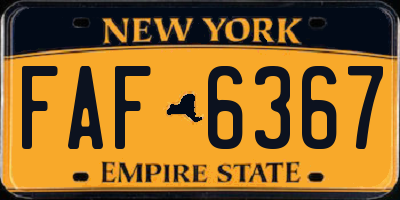 NY license plate FAF6367